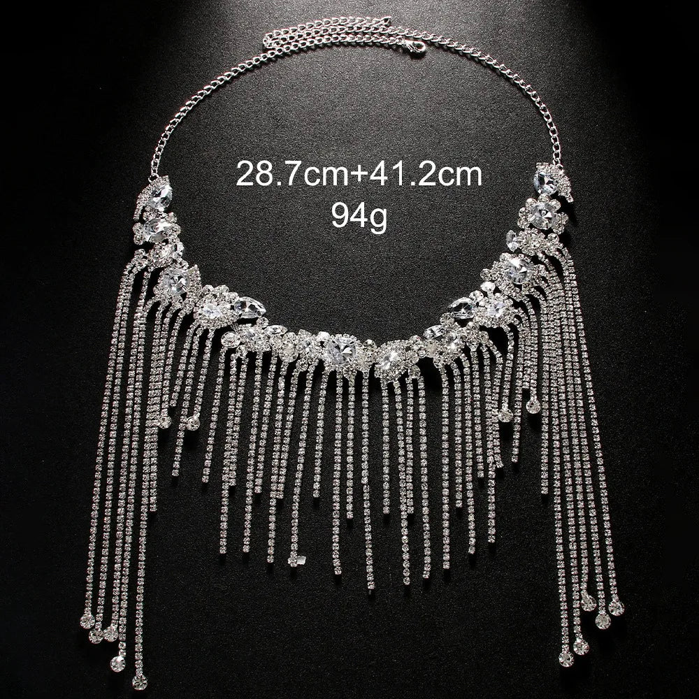 Stonefans Long Tassel Hair Chain Fashion Flapper Cap Crystal