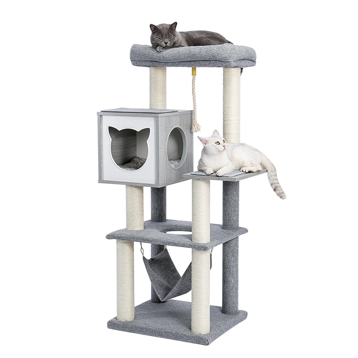 Multi-Level Cat Tower, Covered Scratching Posts Private Condo