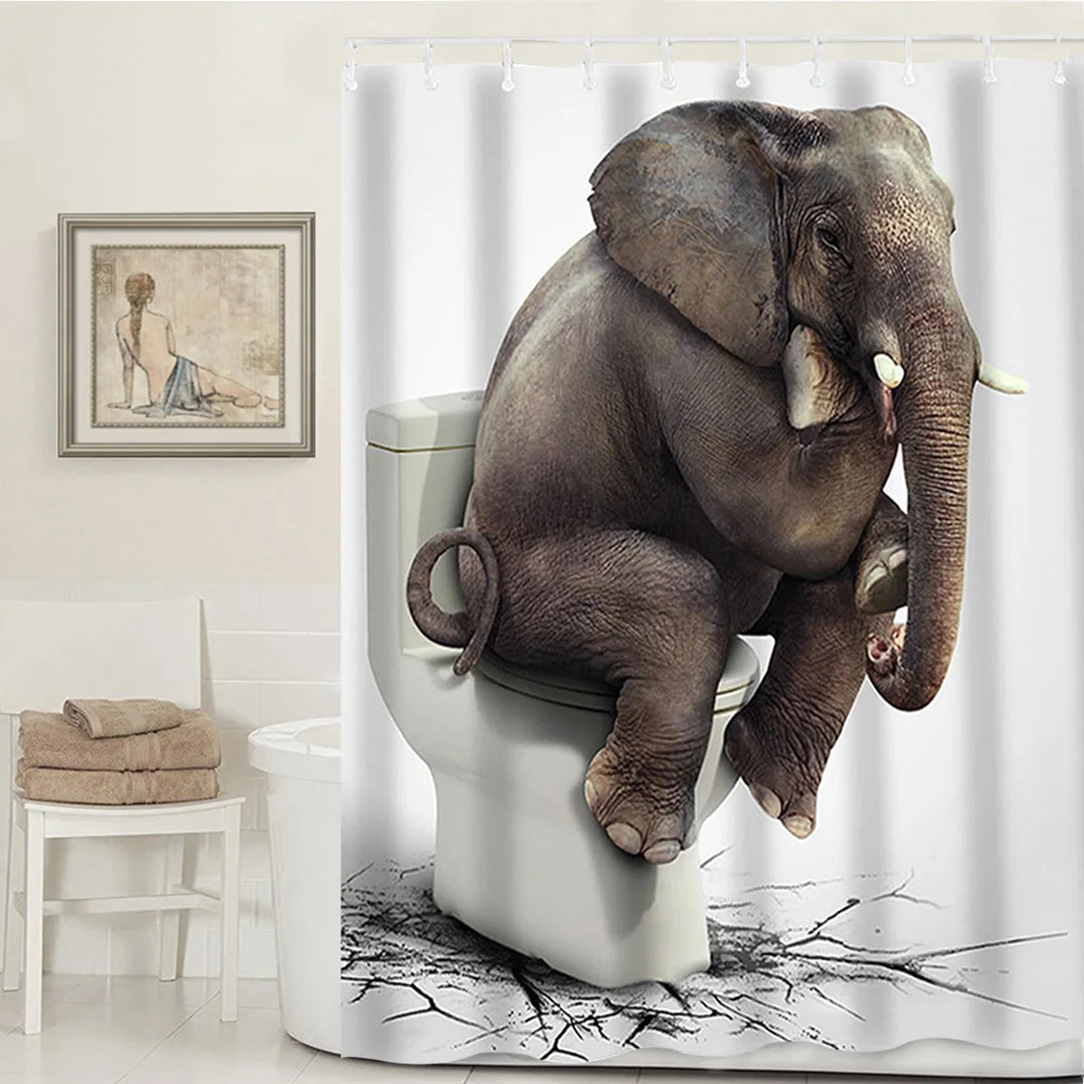 3D Waterproof Bathroom Shower Curtain Set