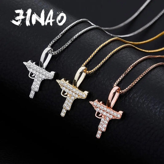 New 925 Sterling Silver Gun Pendant Necklace