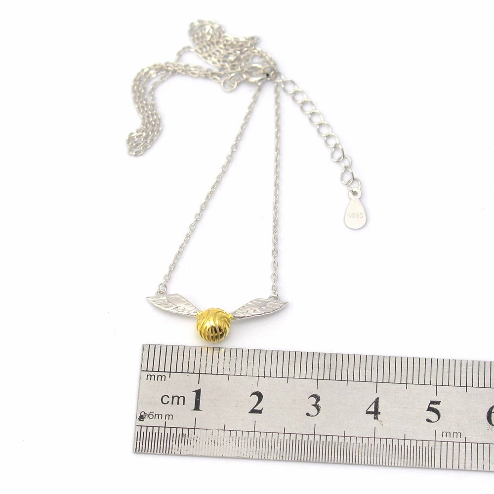 925 Sterling Silver Golden Snitch Pendant Necklace