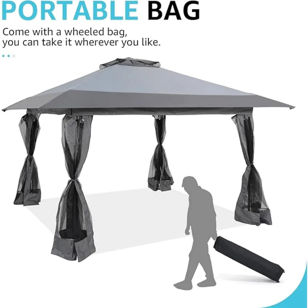 13x13 Ft Pop Up Gazebo,  Canopy Tent  with Metal Frame