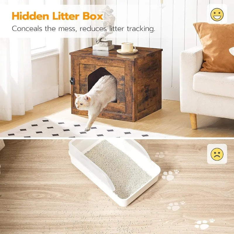 Cat Litter Box Enclosure, Hidden Litter Box Furniture,