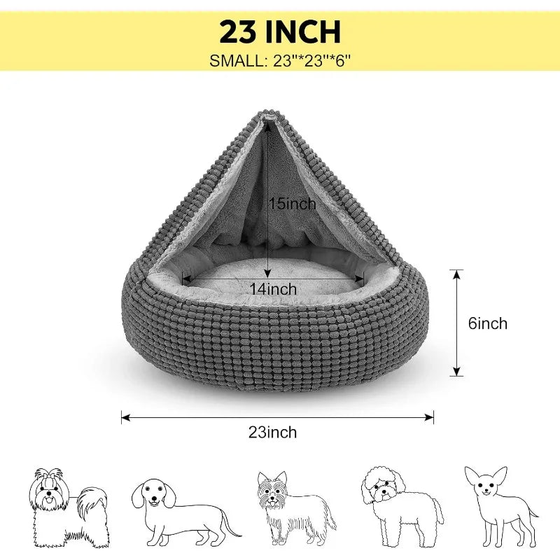 Small Dog Bed with Attached Blanket,  Anti-Anxiety  Orthopedic