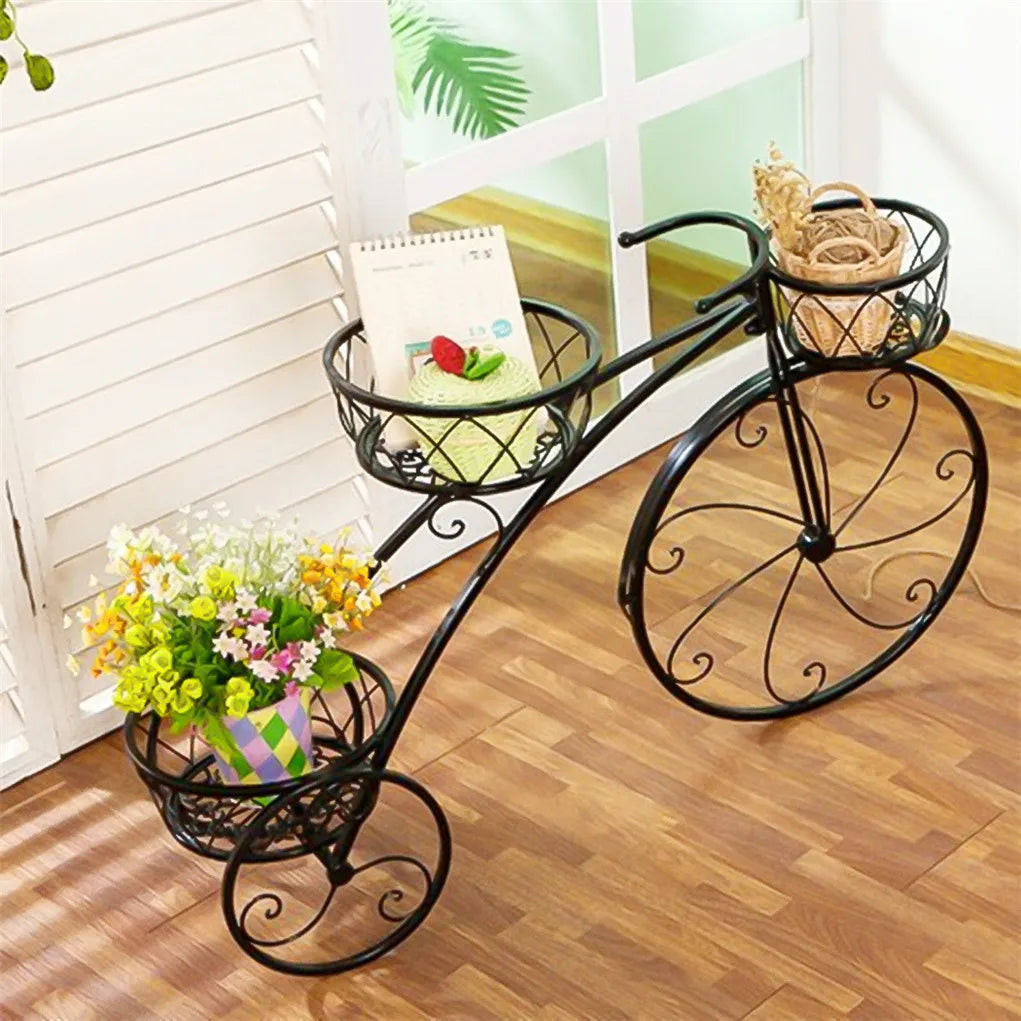 3-Tier Bicycle Plant Stand Wrought Iron Tricycle