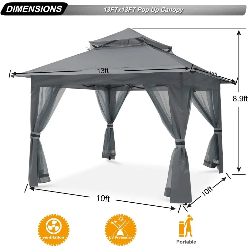 13x13 Canopy, Outdoor Tent with Mosquito Netting