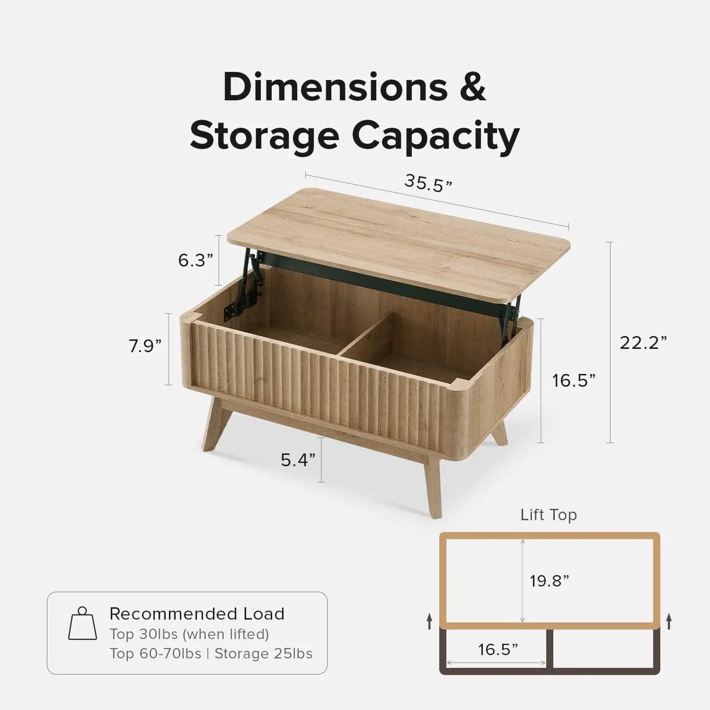 Brooklyn Coffee Table, Lift Top