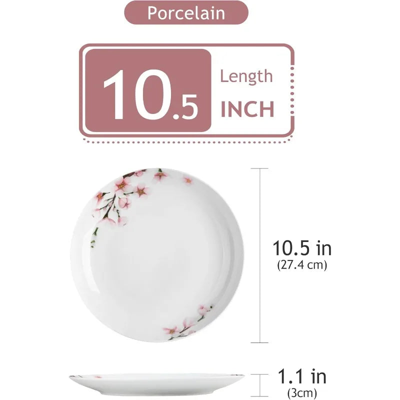 Dinner Plates Set of 6, 10.5 Inch Ceramic Plates Sets,Salad Plates Round Dish,