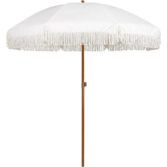 7ft Patio Umbrella with Fringe Outdoor Tassel