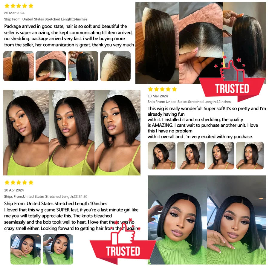 Glueless Bob Wig Human Hair Ready To Wear