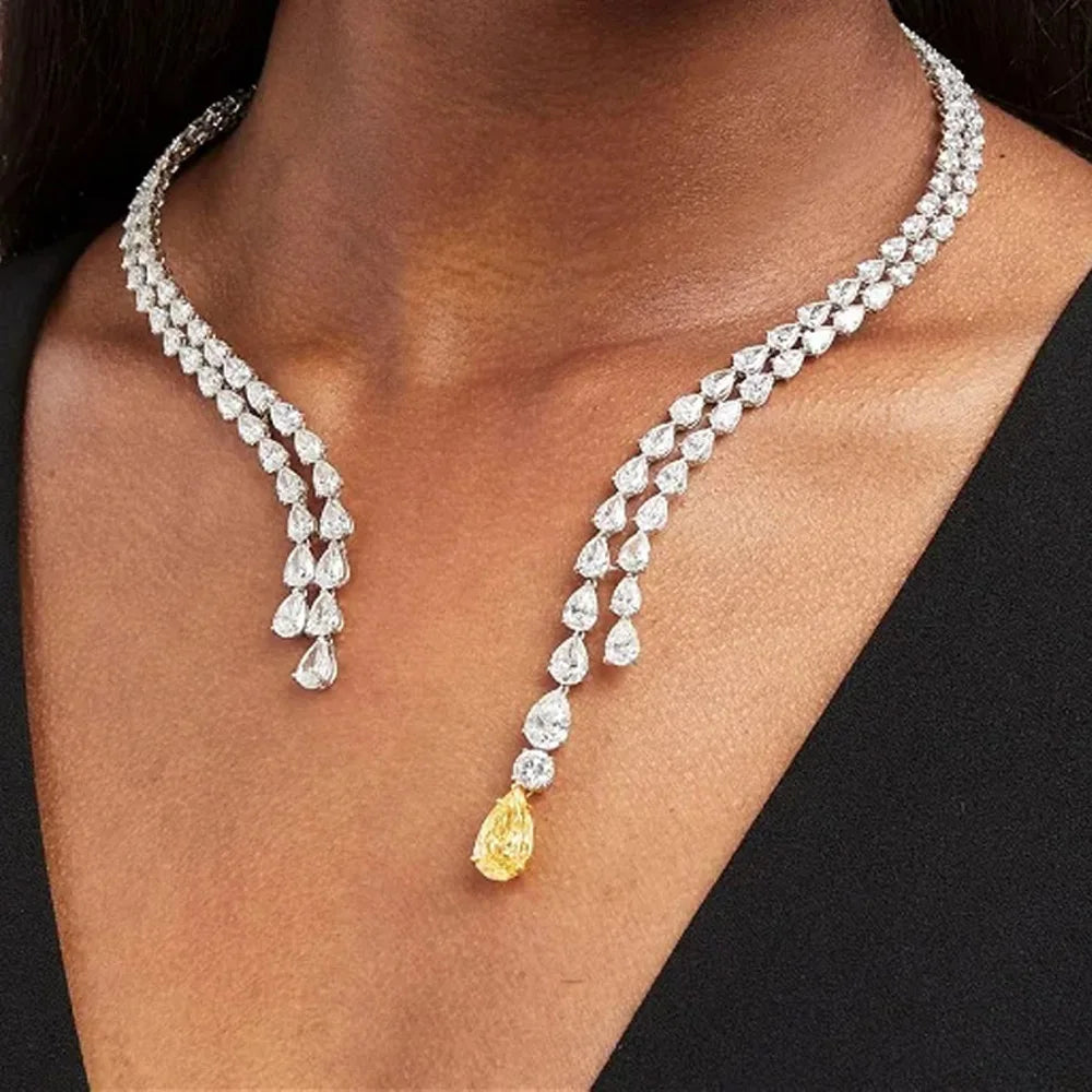 Stonefans Zircon Double Layer Open Necklace