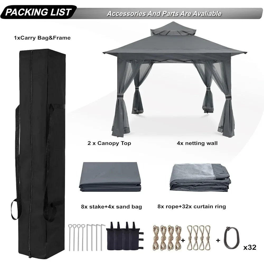 13x13 Canopy, Outdoor Tent with Mosquito Netting