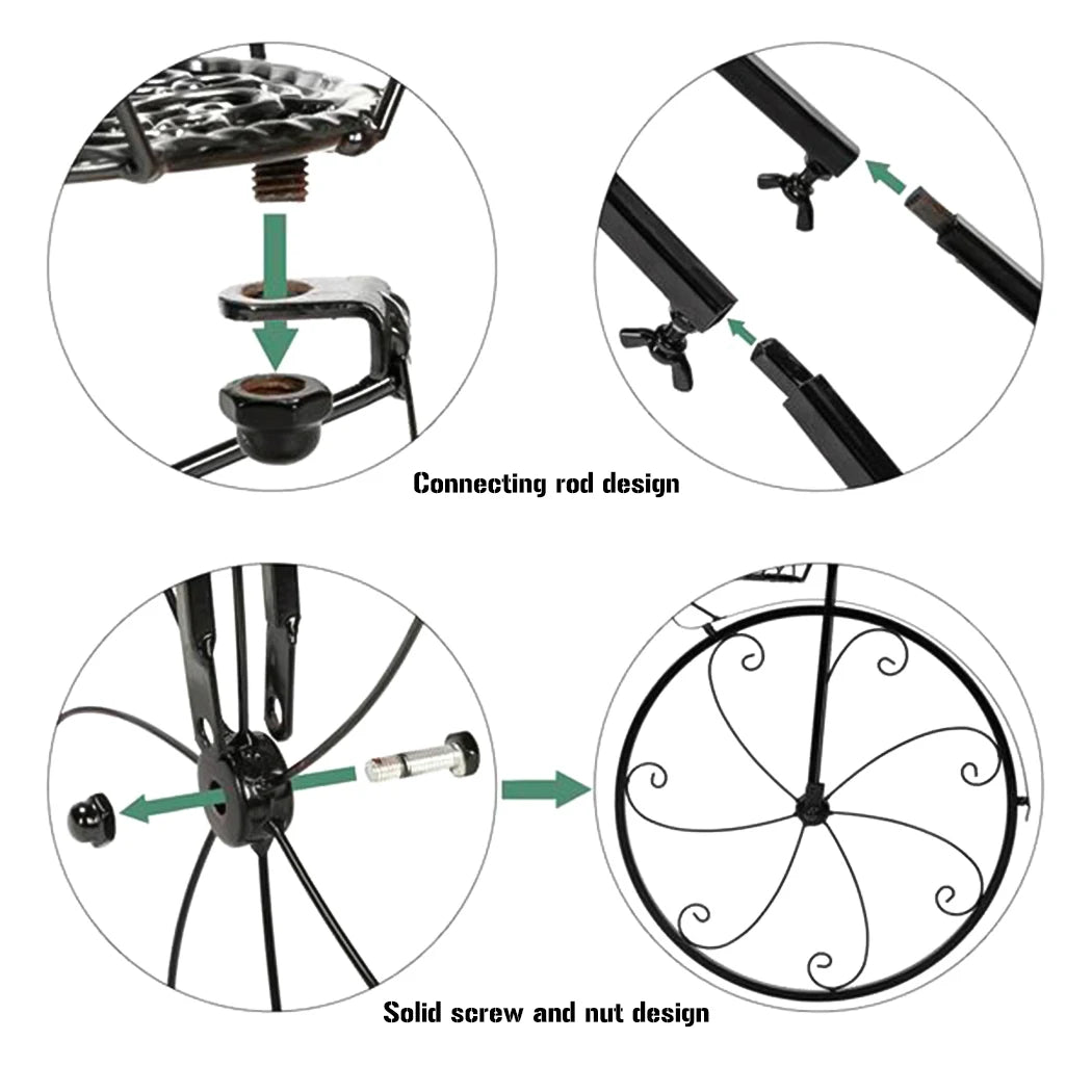 3-Tier Bicycle Plant Stand Wrought Iron Tricycle