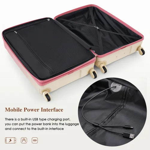 Luggage Set of 3, 20", with USB Port,