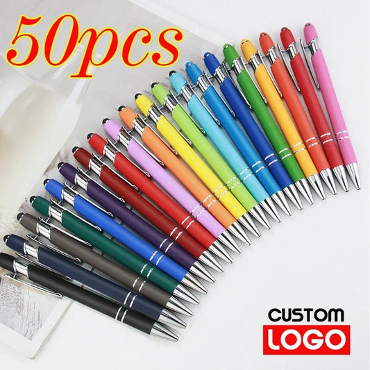 50pcs Light Metal Ballpoint Pen Touch Screen Pen