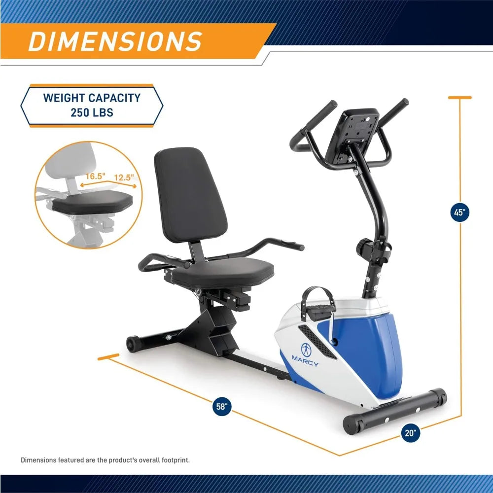 Recumbent Exercise Bike,  8 Resistance Levels