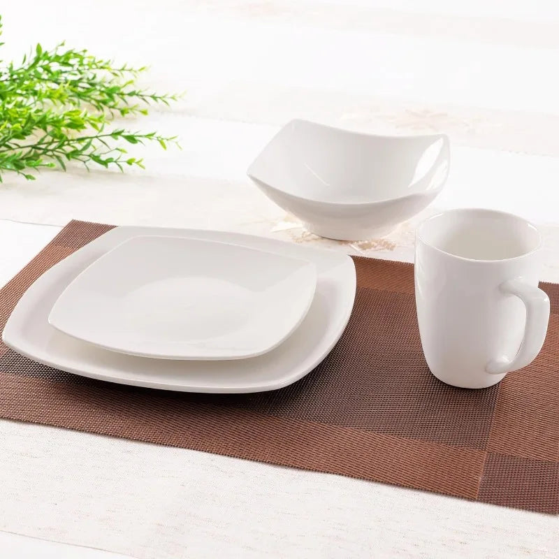 16-Piece Dinnerware Set for 4 - Premium Quality Porcelain Dishes Sets - Dishwasher Safe