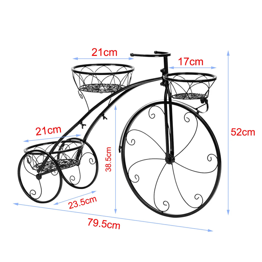 3-Tier Bicycle Plant Stand Wrought Iron Tricycle