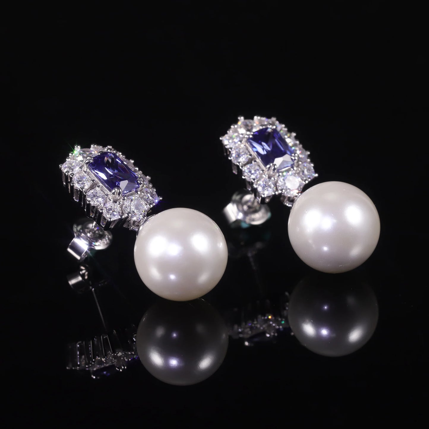 GEM'S BALLET Luxury Vintage Imitated Pearl Tanzanite CZ