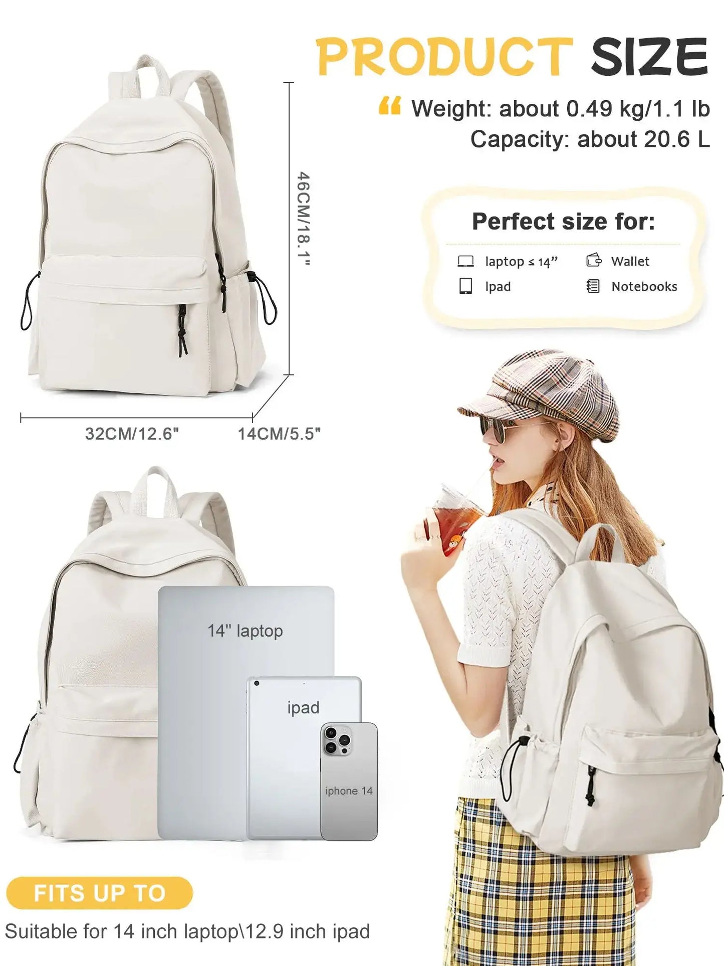 Lightweight School Backpack for Women Men, Waterproof Backpack