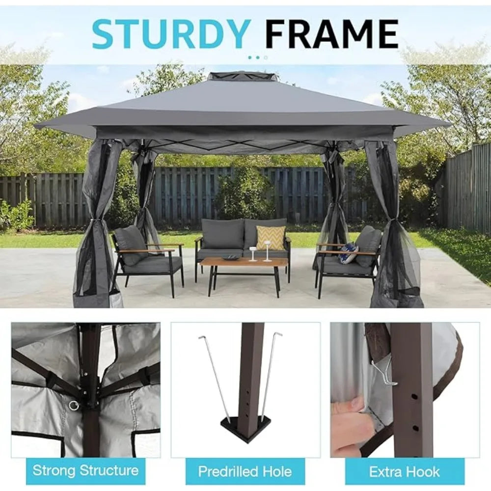 13x13 Ft Pop Up Gazebo,  Canopy Tent  with Metal Frame