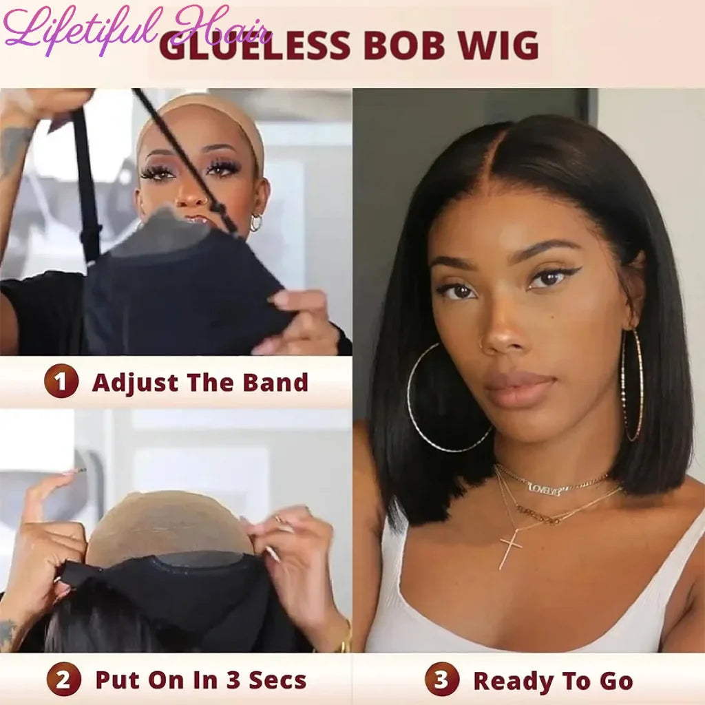 Glueless Bob Wig Human Hair Ready To Wear