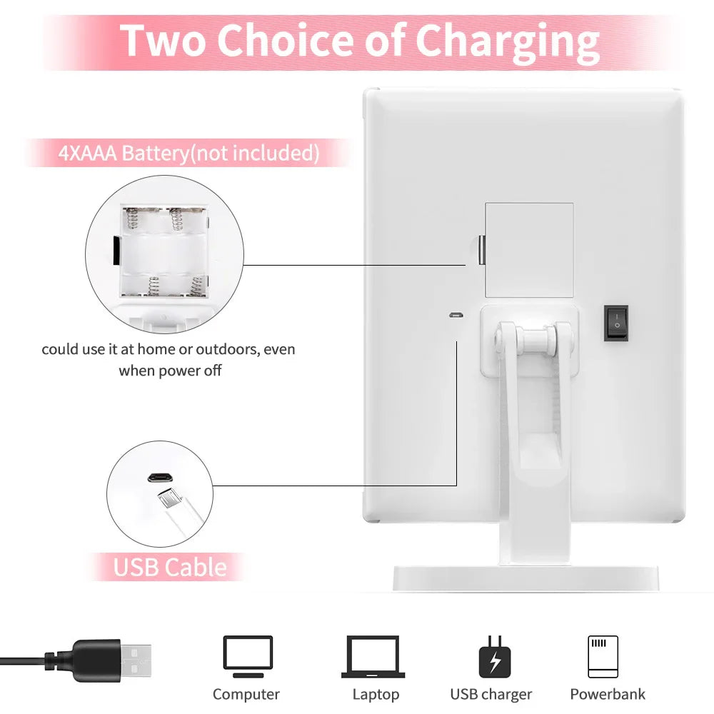 Portable Makeup Mirror Led Light Touch Screen with 21 LED Lights 1X/2X/3X Magnifying 3 Folding Cosmetic Mirror